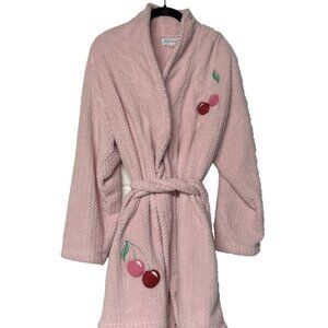 Jaclyn Intimates Women’s Robe Pink Soft Plush Cherries